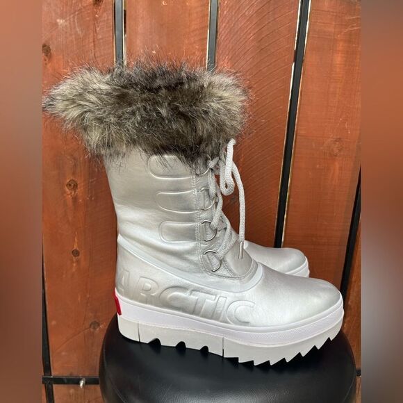 Sorel Joan of Arctic Next Boot Metallic Silver White NEW 10.5 - Picture 3 of 10